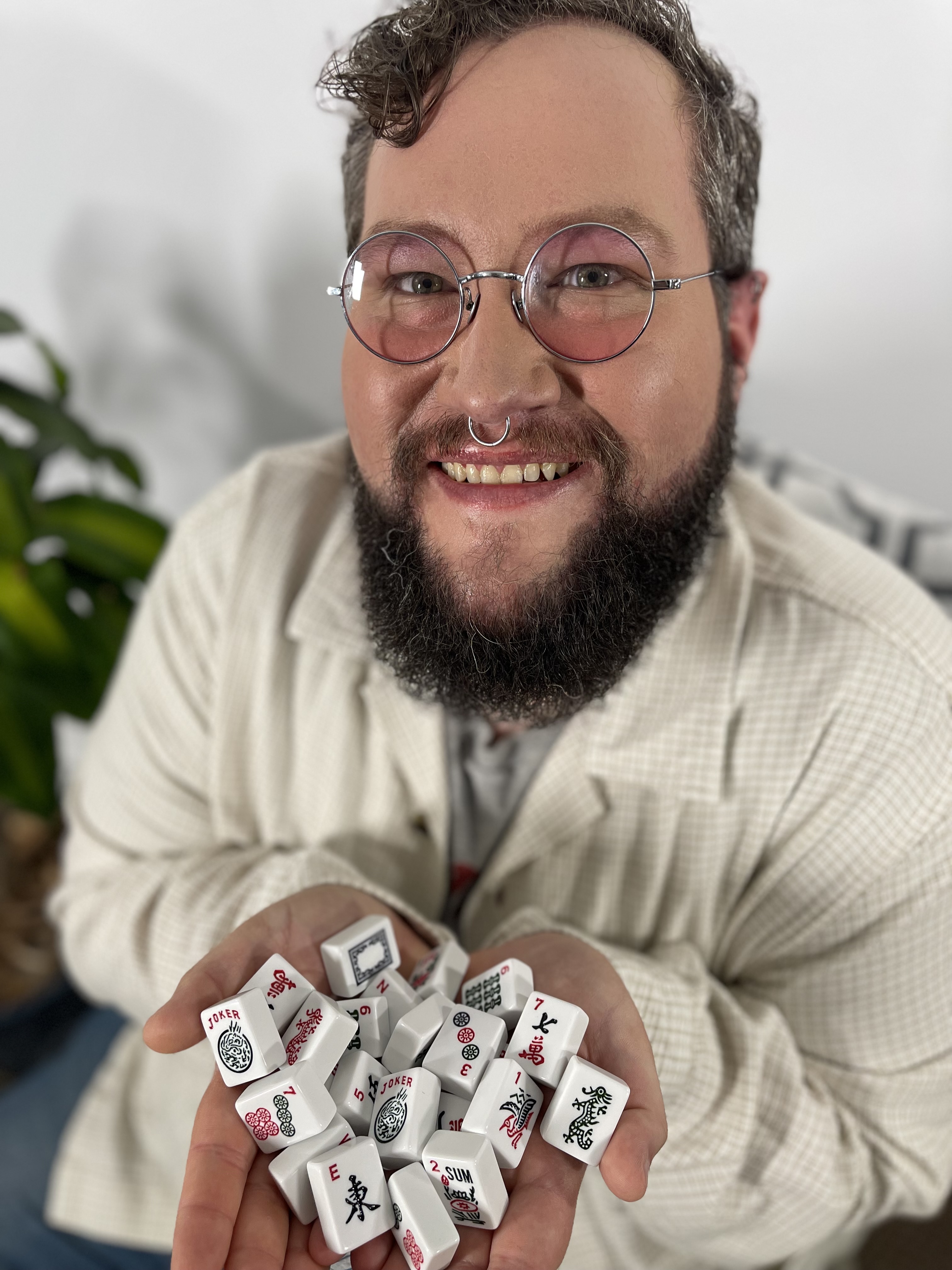 Dr. Christopher Dubbs-Nazario at the Mah Jongg table